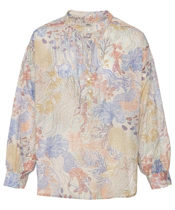 0039 ITALY Bluse aus Voile mit Korallendruck