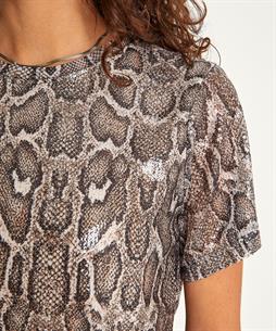 Beaumont Pailletten Shirt Schlangendruck Pepper