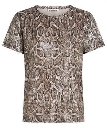 Beaumont Pailletten Shirt Schlangendruck Pepper