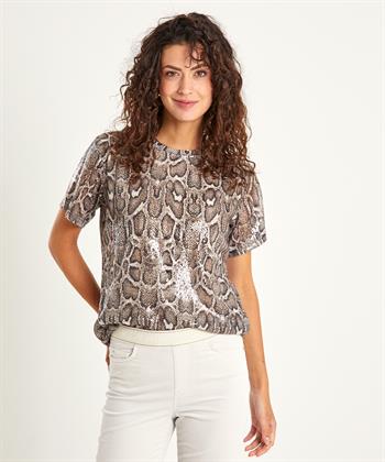Beaumont Pailletten Shirt Schlangendruck Pepper