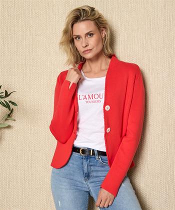 BeOne Blazer Strickjacke roher Rand pointaknit