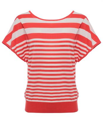BeOne gestreifter Pullover mit 2 Ausschnitten