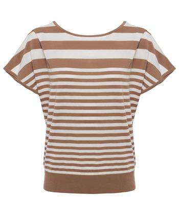 BeOne gestreifter Pullover mit 2 Ausschnitten