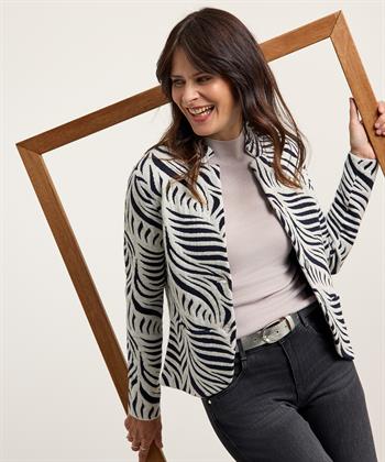 BeOne Jacquard-Blazer Strickjacke Blatt