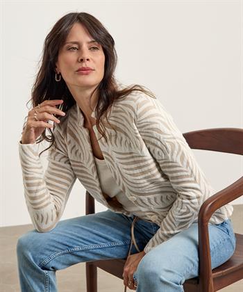 BeOne Jacquard-Blazer Strickjacke Blatt