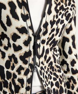 BeOne Jacquard-Strickjacke mit Panther-Print