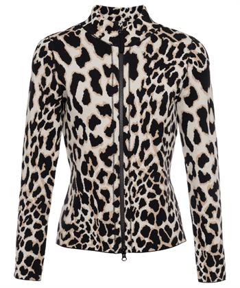 BeOne Jacquard-Strickjacke mit Panther-Print
