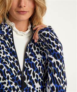 BeOne Jacquard Strickjacke Panther-Print