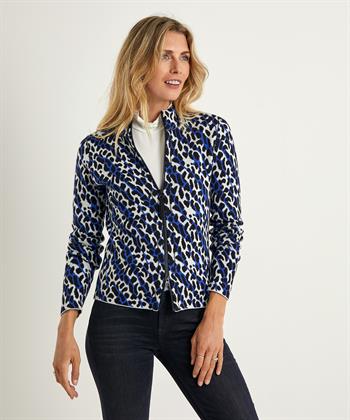 BeOne Jacquard Strickjacke Panther-Print