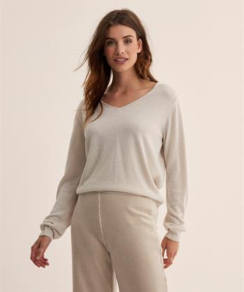 BeOne Lurex Pullover V-Ausschnitt