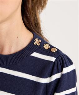 BeOne Pullover Puffärmeln Streifen