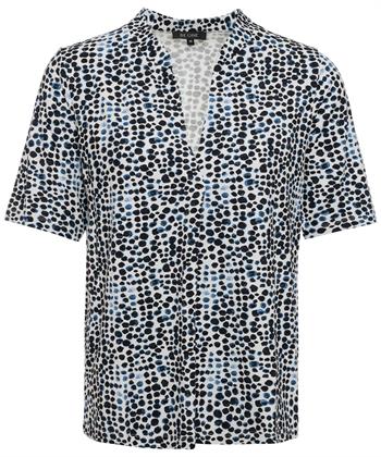 BeOne Shirt mit V-Ausschnitt und plissierten Punkten