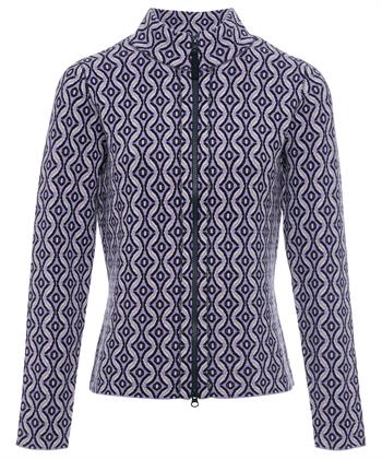 BeOne Strickjacke mit Reißverschluss Jacquarddruck Retro