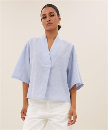 By-Bar Bluse Leinenmischung Streifen Owen