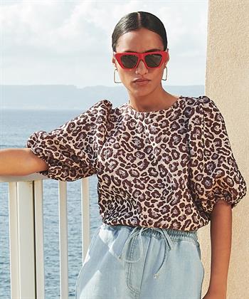 By-Bar Jacquard Top mit Pantherdruck Jet
