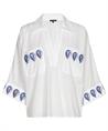 Caroline Biss Bluse mit gesticktem Blatt