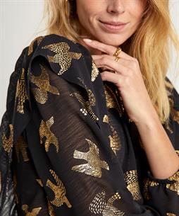 Caroline Biss Bluse Rüsche Schwalbe Print