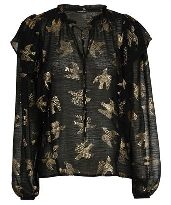 Caroline Biss Bluse Rüsche Schwalbe Print