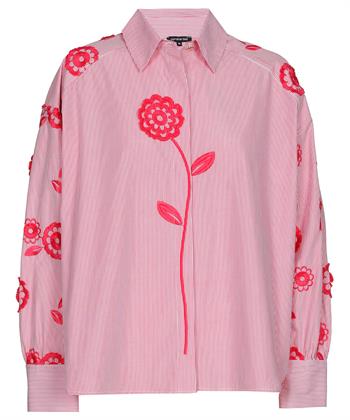 Caroline Biss Bluse Streifen-Stickerei