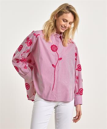 Caroline Biss Bluse Streifen-Stickerei