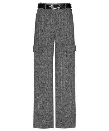 Caroline Biss cargo broek visgraat geweven