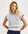 Caroline Biss durchbrochener Pullover Blattmuster