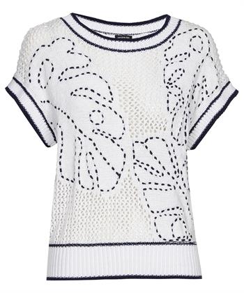 Caroline Biss durchbrochener Pullover Blattmuster