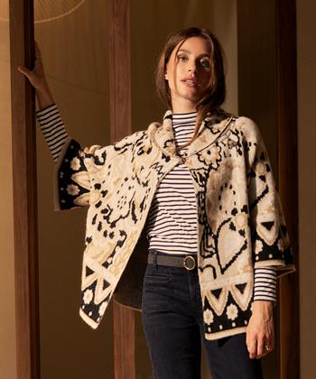 Caroline Biss Kimono-Strickjacke aus Jacquard