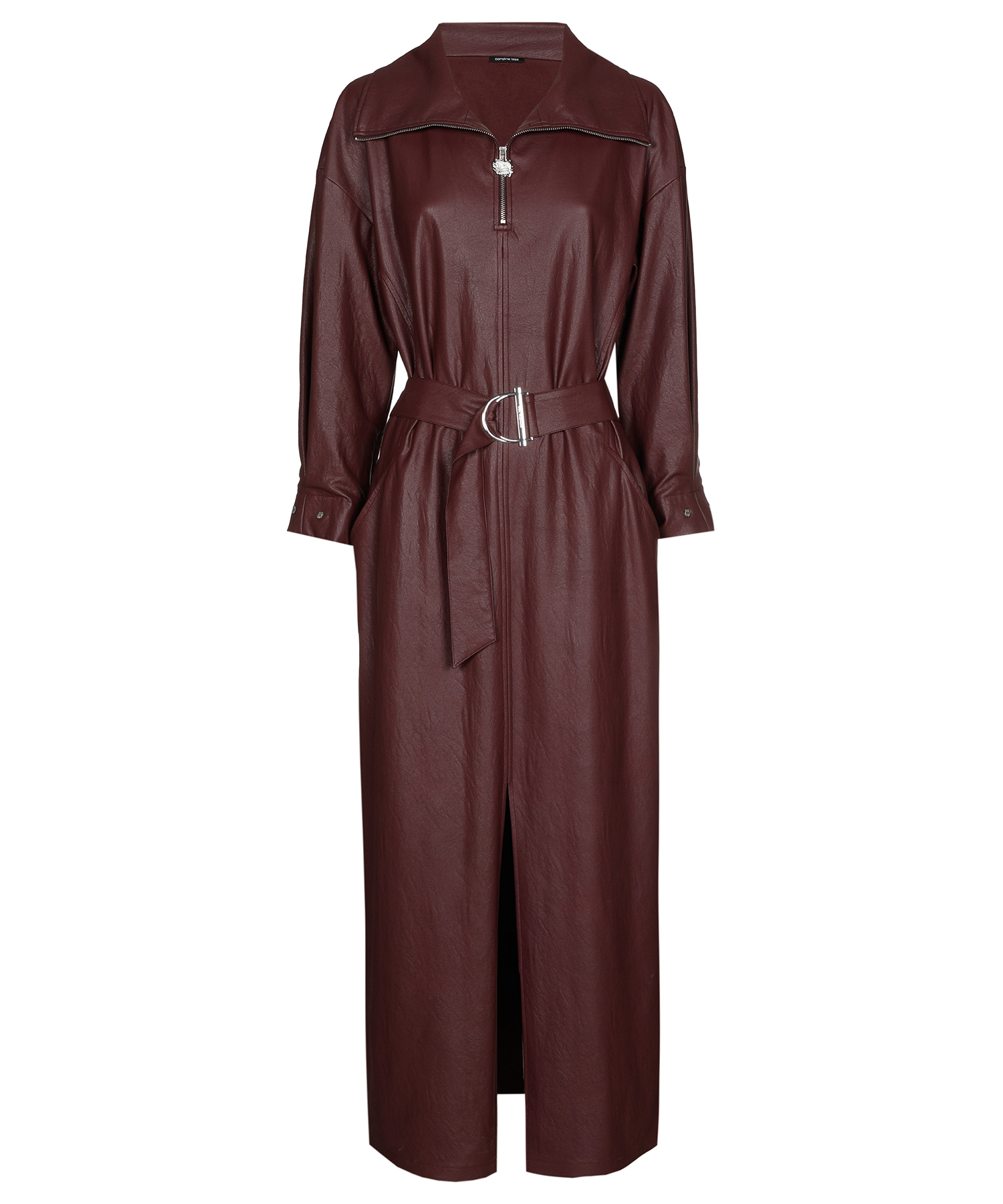 Caroline Biss Kleid aus veganem Leder mit Reißverschluss