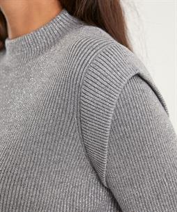 Caroline Biss Lurex-Pullover mit Schulterausschnitt