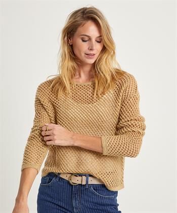 Caroline Biss Offener Strickpullover Lurex-Pailletten