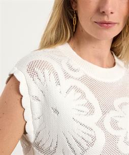 Caroline Biss Pullover offenem Strick Blumen
