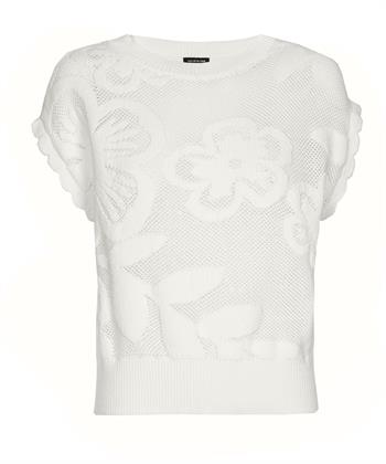 Caroline Biss Pullover offenem Strick Blumen