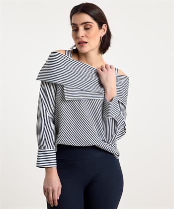 Caroline Biss schulterfreie Bluse streifen