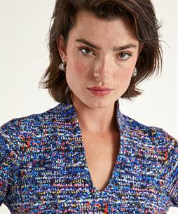 Giulia e Tu Kleid Tulpenausschnitt Bouclé-Print