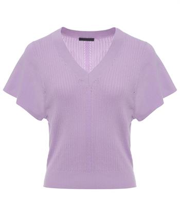 Giulia e Tu pointelle Pullover V-Ausschnitt