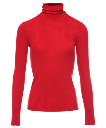 Jane Lushka Rollkragenpullover Rippenstoff Knöpfe