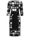 Joseph Ribkoff jacquard jurk ruit strik
