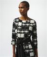 Joseph Ribkoff jacquard jurk ruit strik