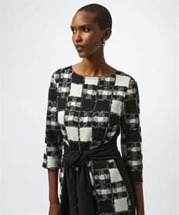 Joseph Ribkoff jacquard jurk ruit strik