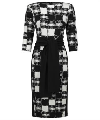 Joseph Ribkoff jacquard jurk ruit strik