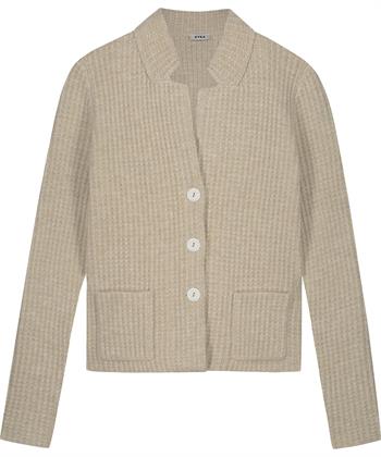 KYRA Blazer Strickjacke Waffelstruktur Blockstich Kitty