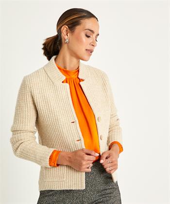 KYRA Blazer Strickjacke Waffelstruktur Blockstich Kitty