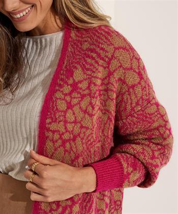 KYRA lange Strickjacke Blume Puk