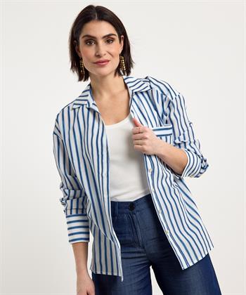 KYRA Übergroße Bluse mit Lurexstreifen Poppie