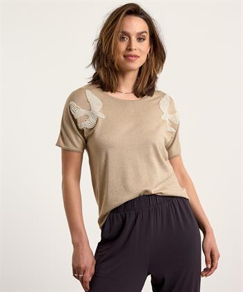 Leo & Ugo Lurex Pullover mit Perlen