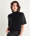 Leo & Ugo Rollkragenpullover kurzarm mit Strasssteinen