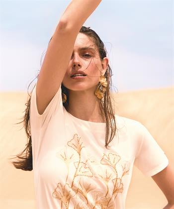 Leo & Ugo Shirt Blattdruck Perlen