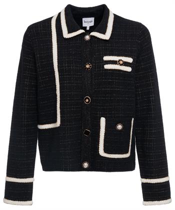 Leo & Ugo Strickjacke Lurex und Kontrastpaspel