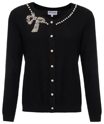 Leo & Ugo Strickjacke mit Perlen und Strassschleife